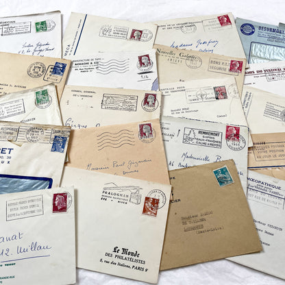 1950s - 20 French envelopes from 1950s and 1960s - Without letters inside - Ephemera for Junk Journals, Collage & Paper Crafts