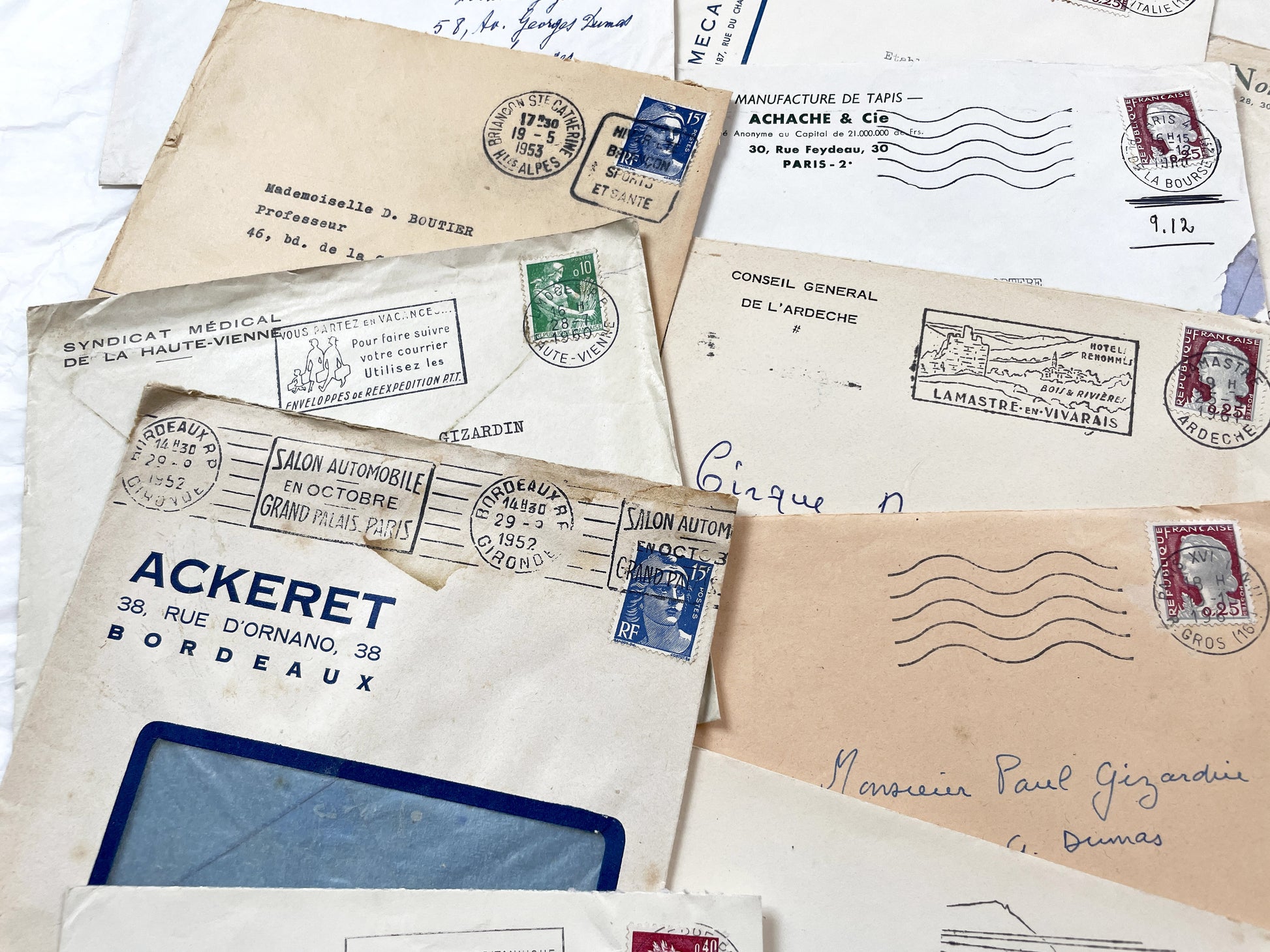 1950s - 20 French envelopes from 1950s and 1960s - Without letters inside - Ephemera for Junk Journals, Collage & Paper Crafts