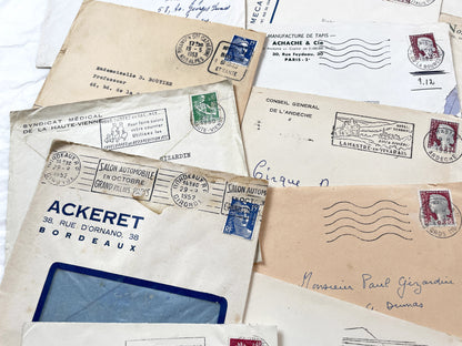 1950s - 20 French envelopes from 1950s and 1960s - Without letters inside - Ephemera for Junk Journals, Collage & Paper Crafts