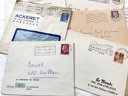 1950s - 20 French envelopes from 1950s and 1960s - Without letters inside - Ephemera for Junk Journals, Collage & Paper Crafts