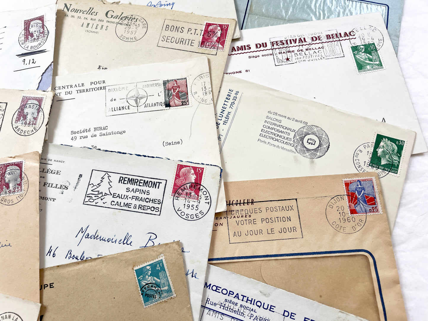 1950s - 20 French envelopes from 1950s and 1960s - Without letters inside - Ephemera for Junk Journals, Collage & Paper Crafts