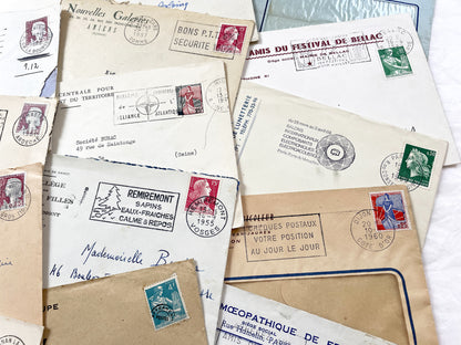 1950s - 20 French envelopes from 1950s and 1960s - Without letters inside - Ephemera for Junk Journals, Collage & Paper Crafts