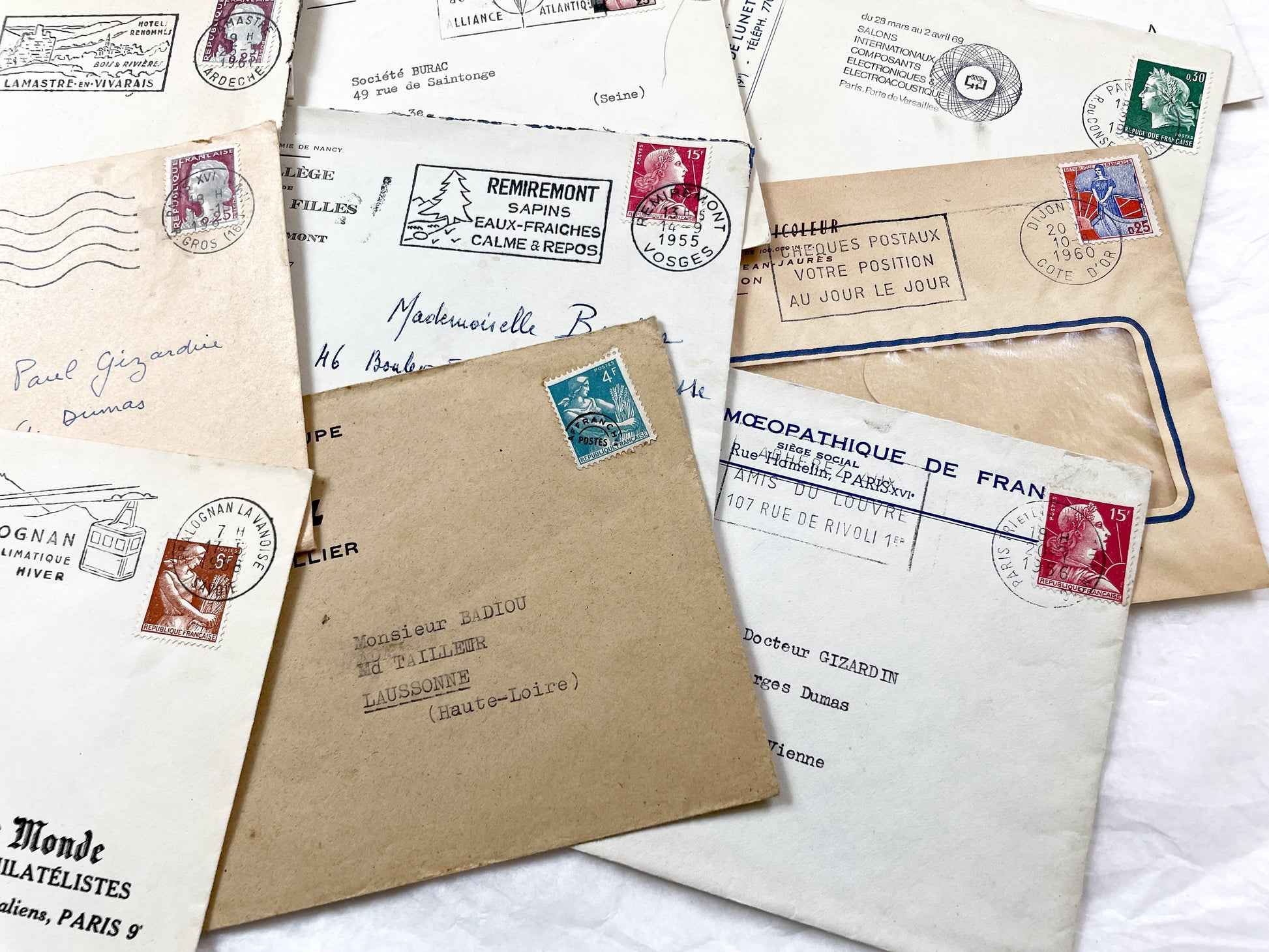 1950s - 20 French envelopes from 1950s and 1960s - Without letters inside - Ephemera for Junk Journals, Collage & Paper Crafts