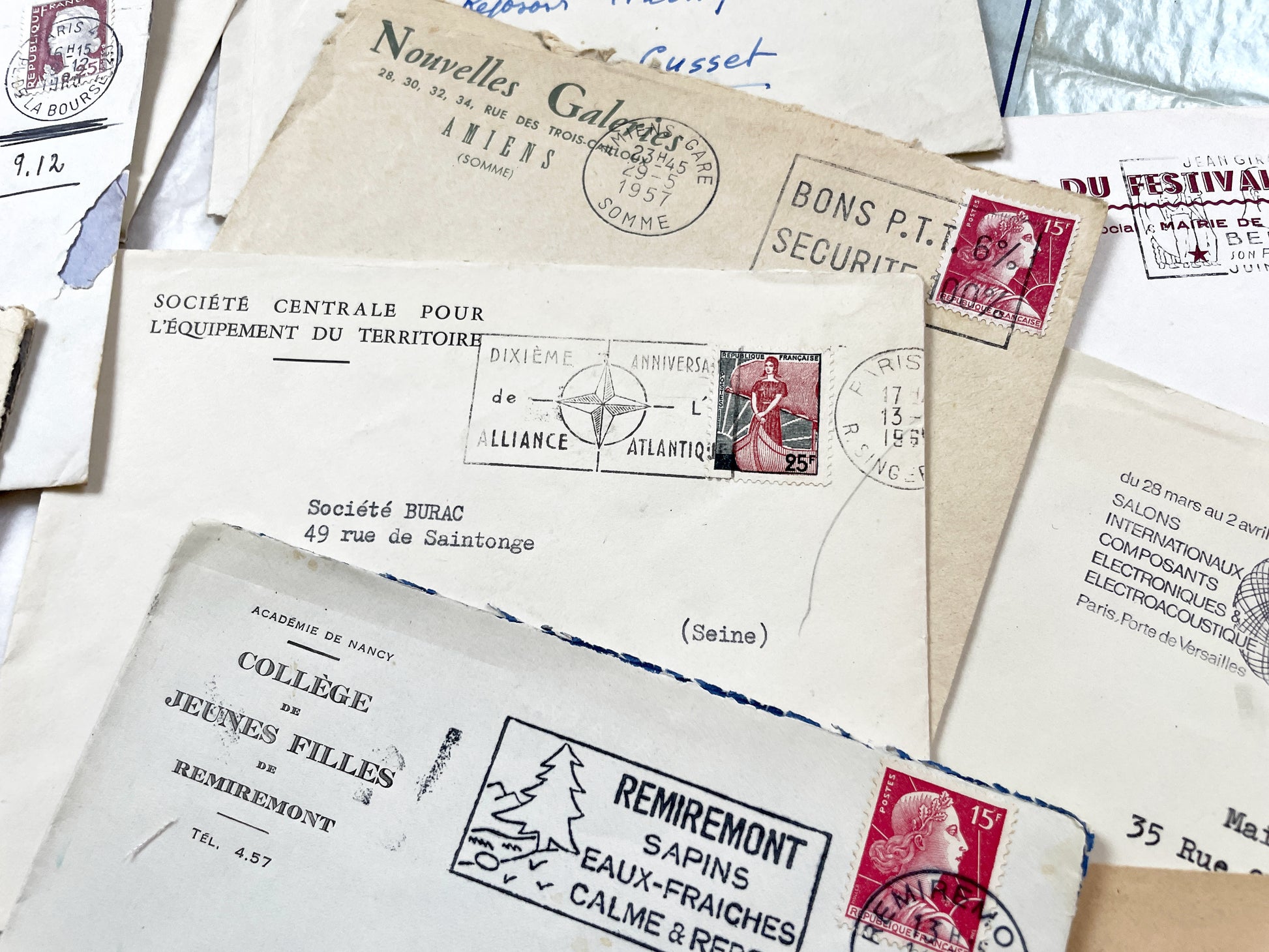 1950s - 20 French envelopes from 1950s and 1960s - Without letters inside - Ephemera for Junk Journals, Collage & Paper Crafts