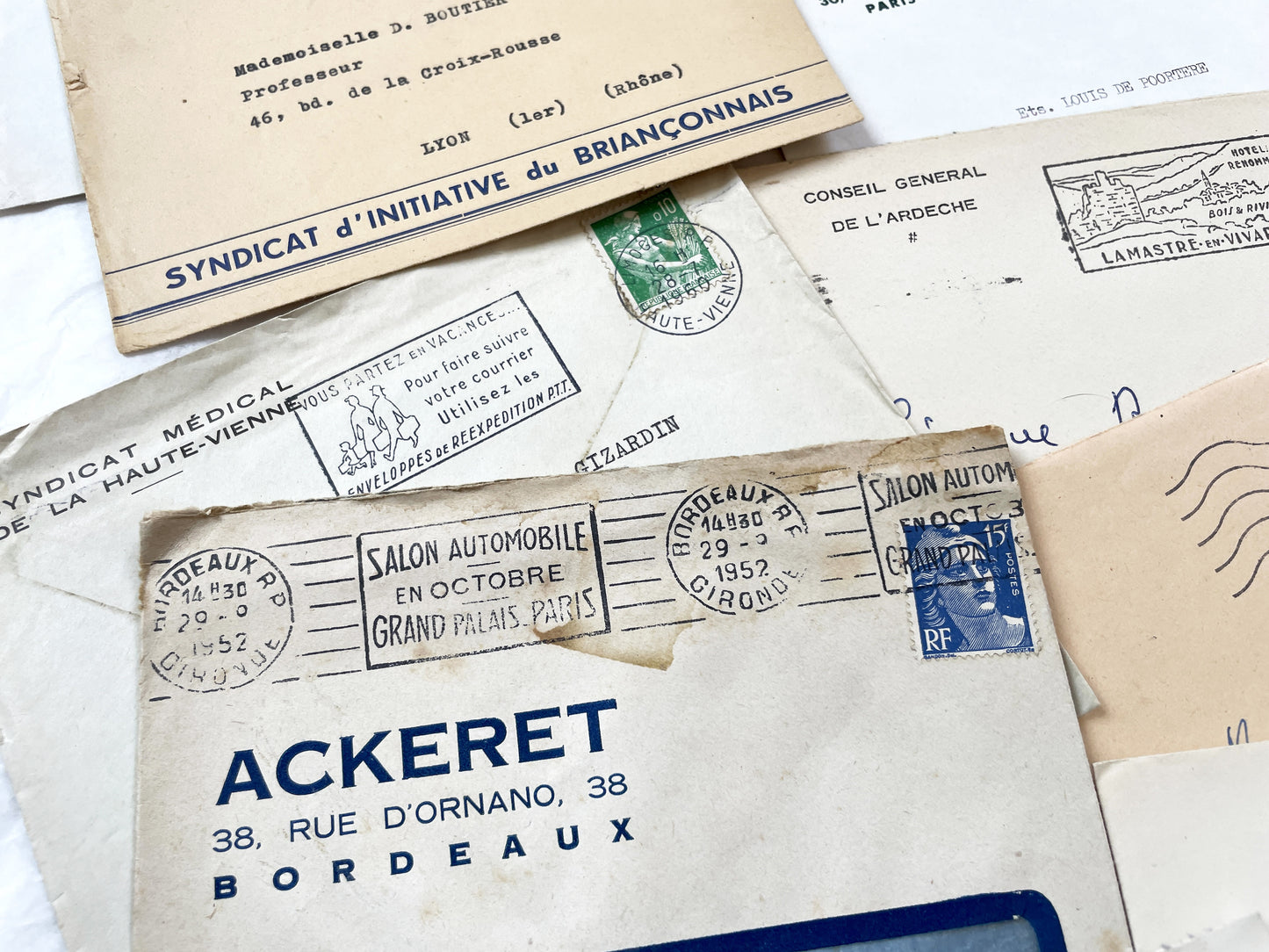 1950s - 20 French envelopes from 1950s and 1960s - Without letters inside - Ephemera for Junk Journals, Collage & Paper Crafts