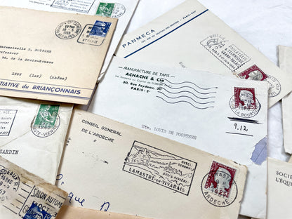 1950s - 20 French envelopes from 1950s and 1960s - Without letters inside - Ephemera for Junk Journals, Collage & Paper Crafts