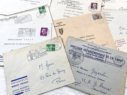1950s - 20 French envelopes from 1950s and 1960s - Without letters inside - Ephemera for Junk Journals, Collage & Paper Crafts