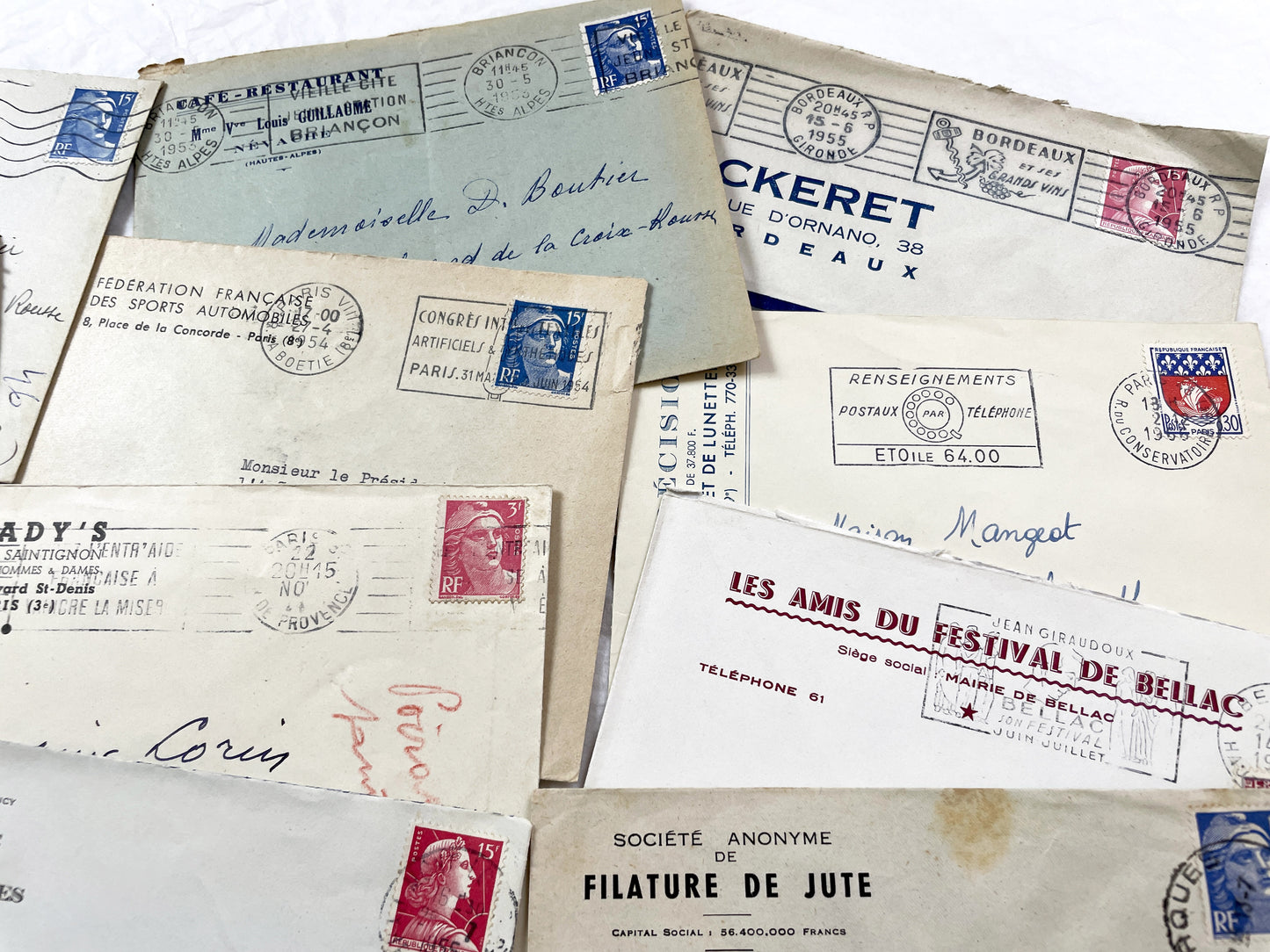 1950s - 20 French envelopes from 1950s and 1960s - Without letters inside - Ephemera for Junk Journals, Collage & Paper Crafts