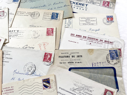 1950s - 20 French envelopes from 1950s and 1960s - Without letters inside - Ephemera for Junk Journals, Collage & Paper Crafts