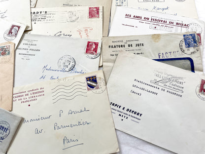 1950s - 20 French envelopes from 1950s and 1960s - Without letters inside - Ephemera for Junk Journals, Collage & Paper Crafts