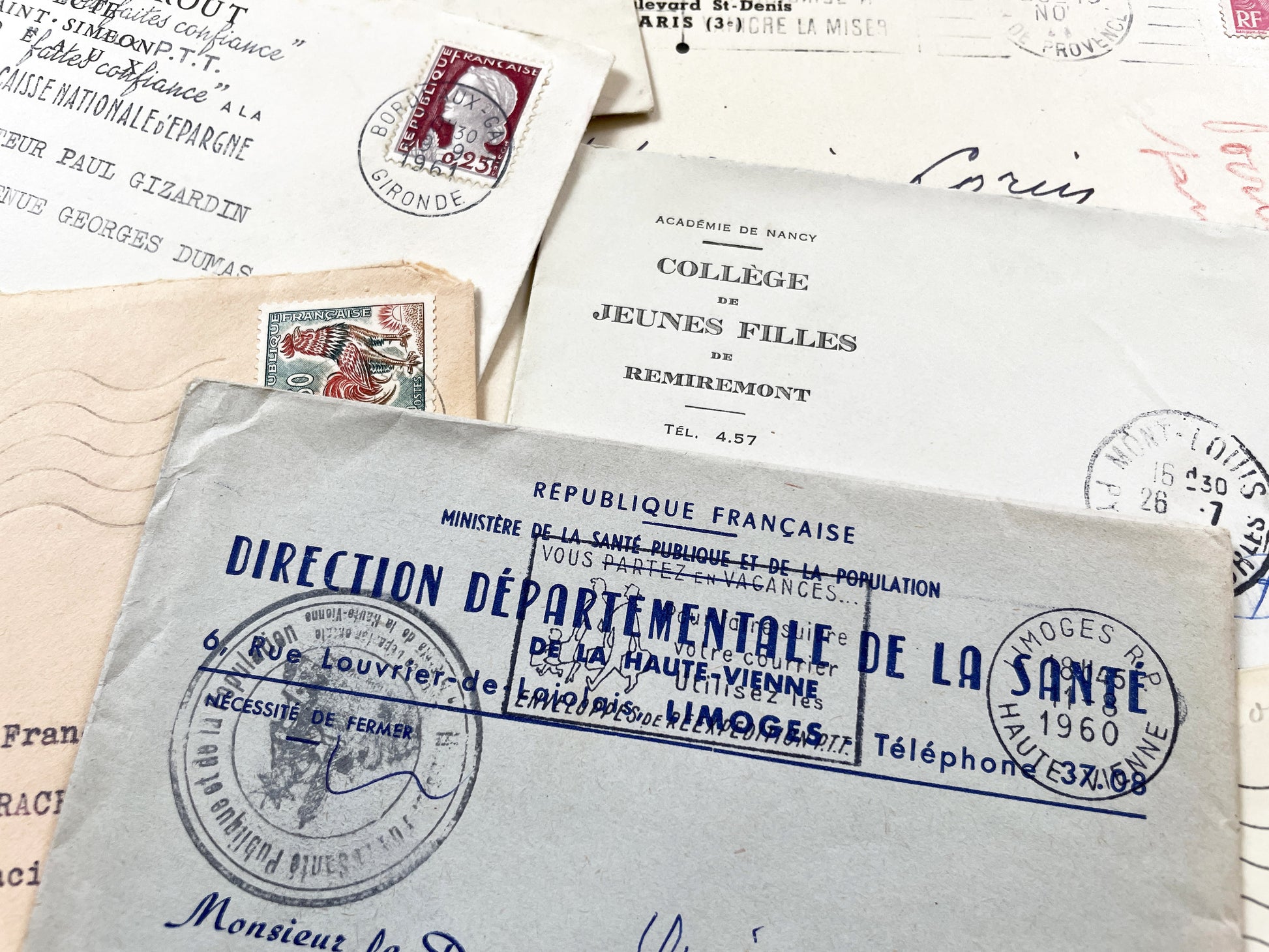 1950s - 20 French envelopes from 1950s and 1960s - Without letters inside - Ephemera for Junk Journals, Collage & Paper Crafts