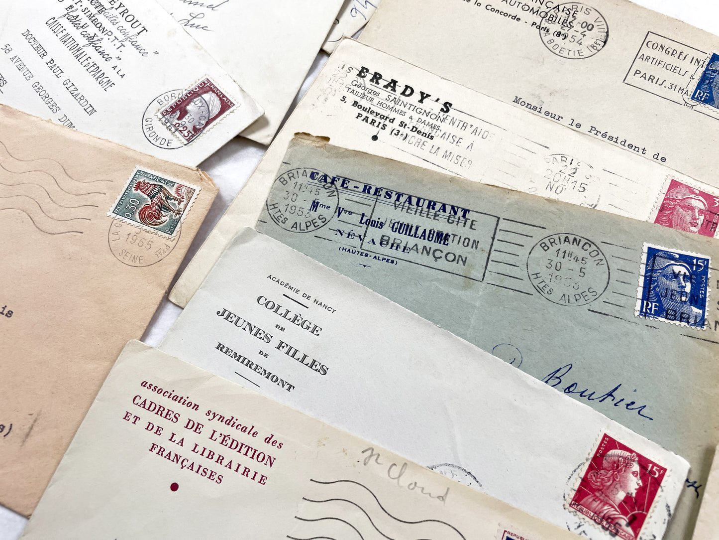 1950s - 20 French envelopes from 1950s and 1960s - Without letters inside - Ephemera for Junk Journals, Collage & Paper Crafts