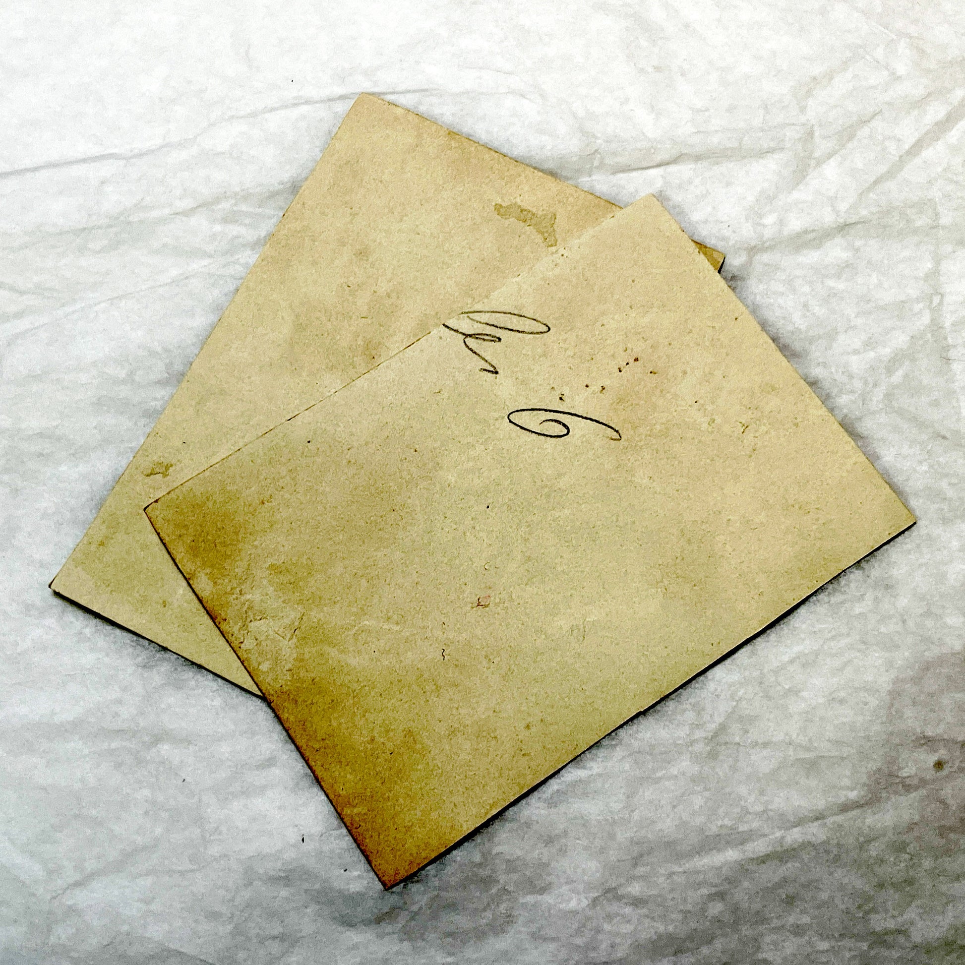 Mid 19th - 2 Large Vintage Chromolithograph Illustrated Cards - Weather Themed Victorian Artwork - Man Wiping Brow - Woman With Umbrella