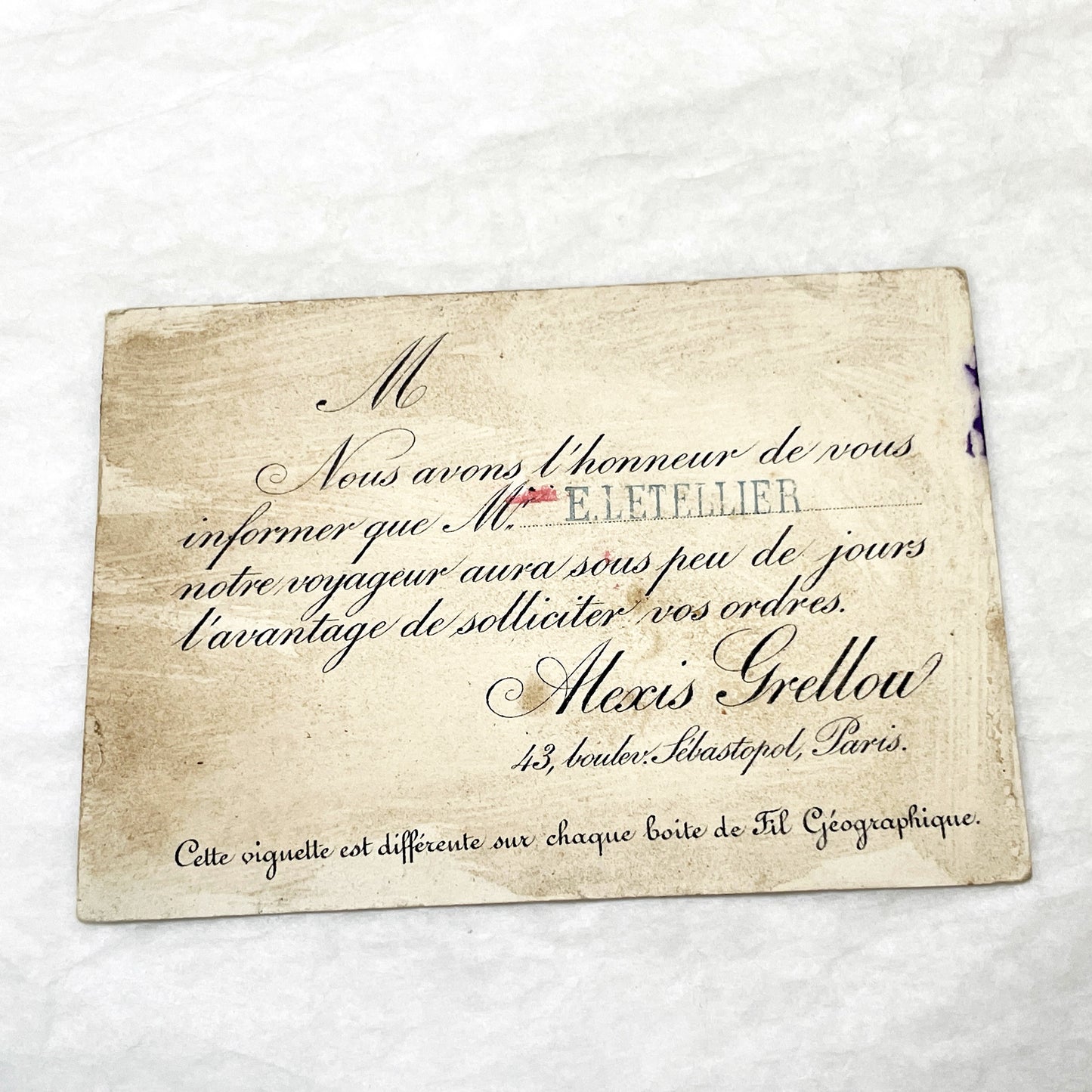 Late 19th - French Advertising Trade Card - Nièvre Map - Fil Géographique Thread - Regional Products - Nevers - Pouilly - Collectible Art