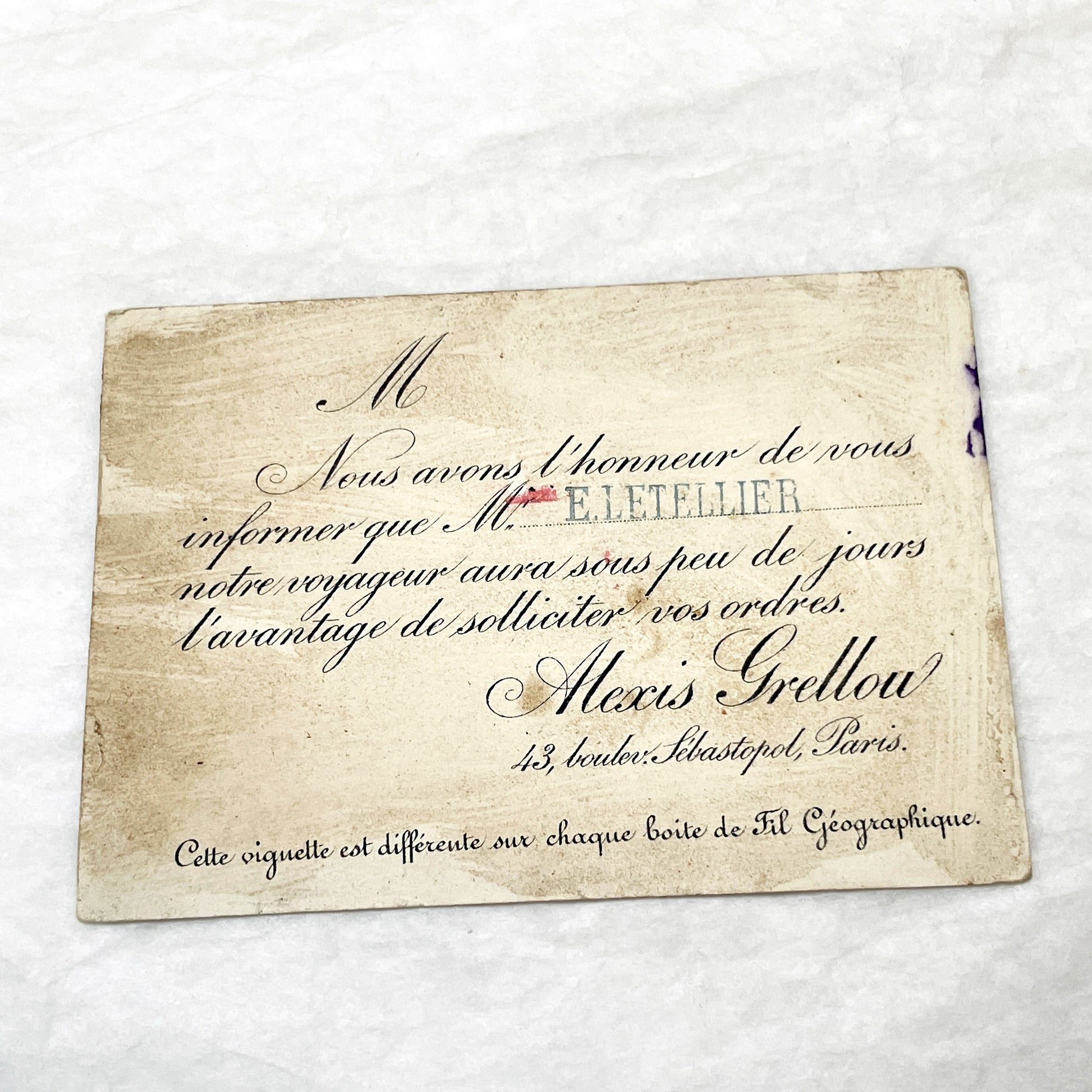 Late 19th - French Advertising Trade Card - Nièvre Map - Fil Géographique Thread - Regional Products - Nevers - Pouilly - Collectible Art