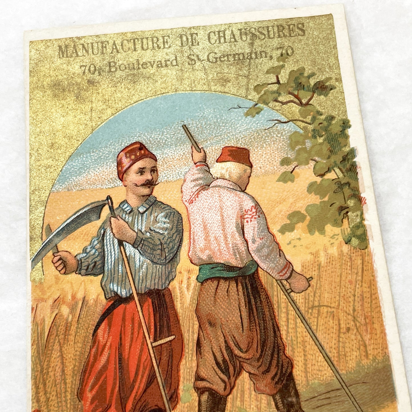 Late 19th - 2 French Shoe Advertisement Cards - Russian Life Scenes - Spira Paris - Collectible Trade Card Set - Vintage Ephemera