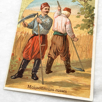 Late 19th - 2 French Shoe Advertisement Cards - Russian Life Scenes - Spira Paris - Collectible Trade Card Set - Vintage Ephemera