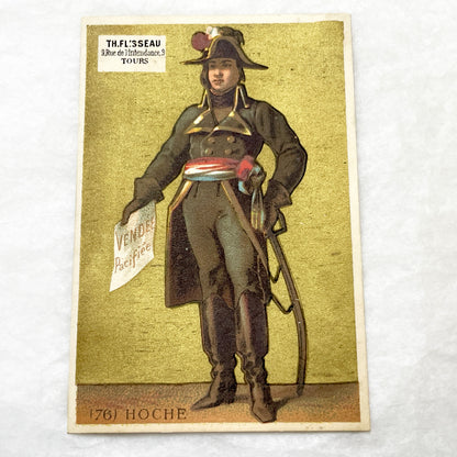 Late 19th - 3 French Historical Military Figures Trade Cards - Collectible Chromos - Chocolat Poulain - Chicorée La Bergère - Adverts