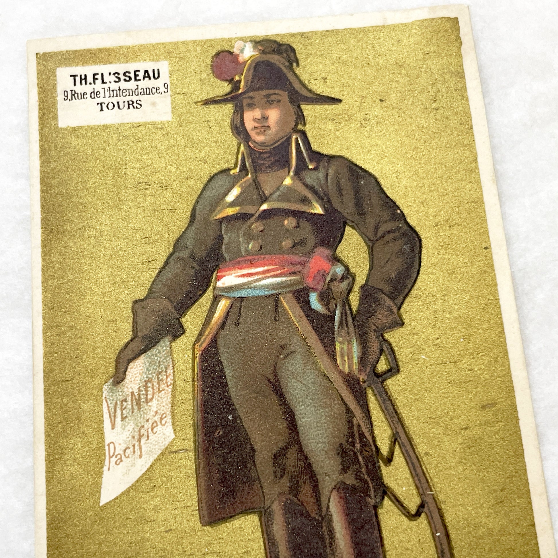 Late 19th - 3 French Historical Military Figures Trade Cards - Collectible Chromos - Chocolat Poulain - Chicorée La Bergère - Adverts
