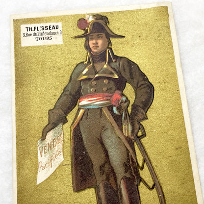 Late 19th - 3 French Historical Military Figures Trade Cards - Collectible Chromos - Chocolat Poulain - Chicorée La Bergère - Adverts