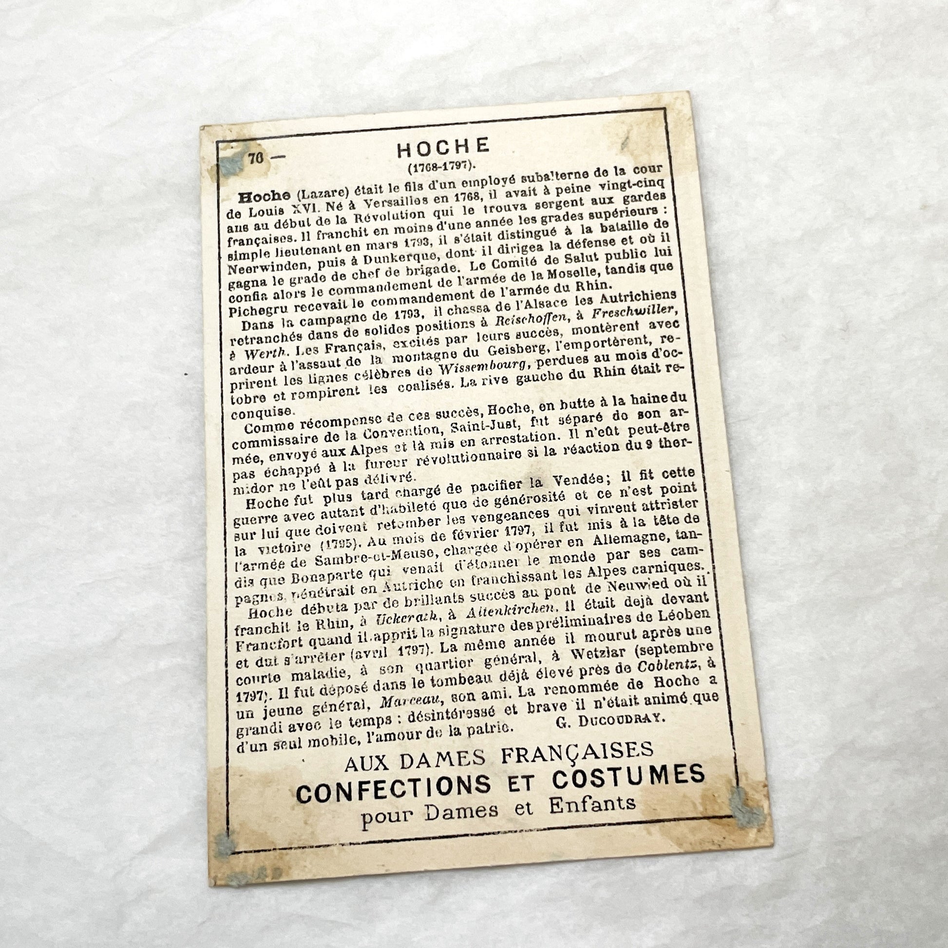 Late 19th - 3 French Historical Military Figures Trade Cards - Collectible Chromos - Chocolat Poulain - Chicorée La Bergère - Adverts