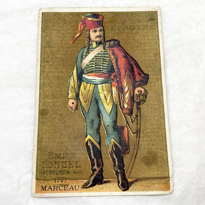 Late 19th - 3 French Historical Military Figures Trade Cards - Collectible Chromos - Chocolat Poulain - Chicorée La Bergère - Adverts