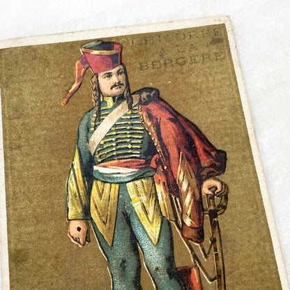 Late 19th - 3 French Historical Military Figures Trade Cards - Collectible Chromos - Chocolat Poulain - Chicorée La Bergère - Adverts