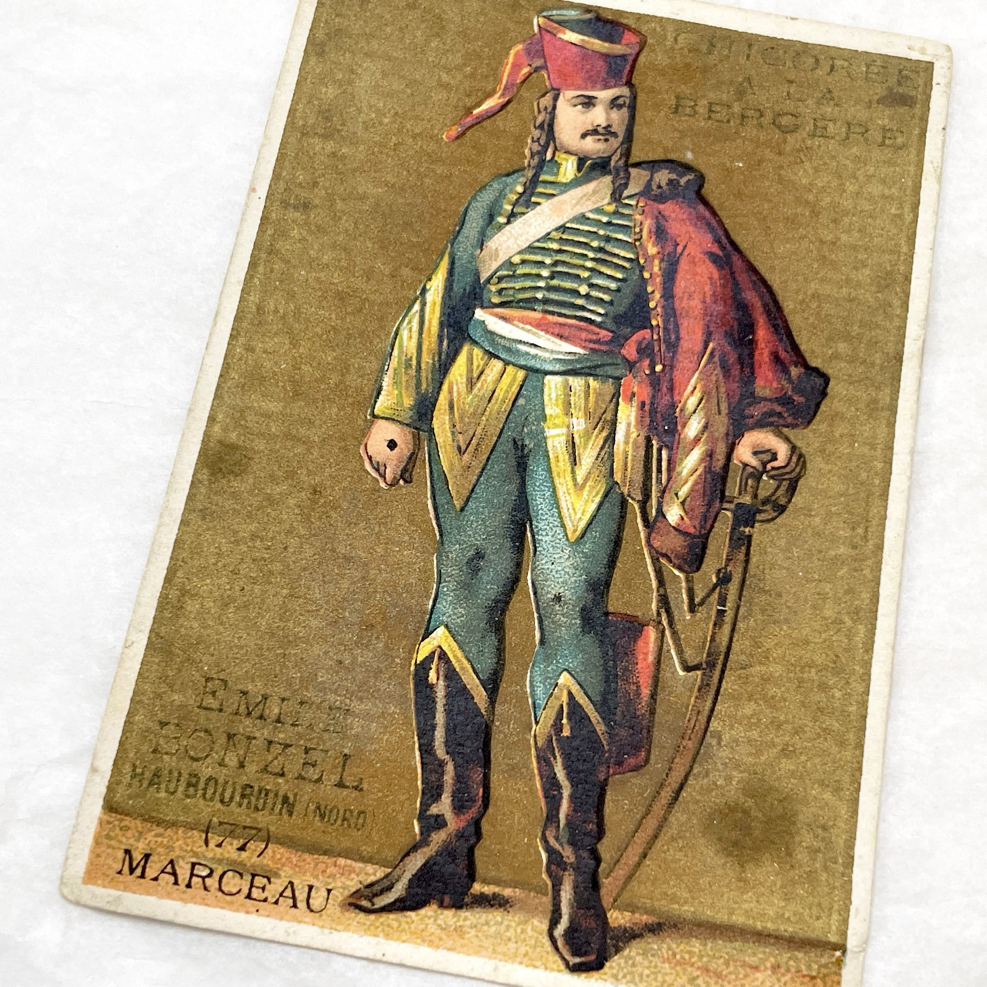 Late 19th - 3 French Historical Military Figures Trade Cards - Collectible Chromos - Chocolat Poulain - Chicorée La Bergère - Adverts