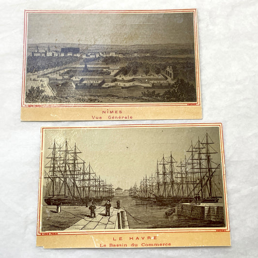 Late 19th - French Advertising Trade Cards - Nîmes Le Havre Épernay - Vintage Lithograph Ephemera for Scrapbooking and Junk Journals