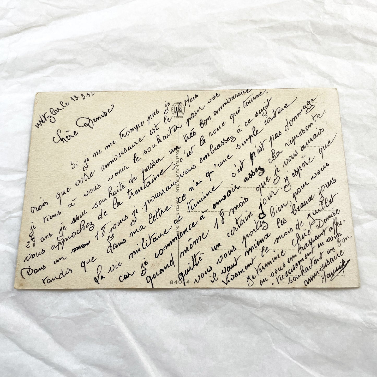 1950s - French Anniversary Postcard - Shimmering Pansy Bouquet - Forget-Me-Nots - Antique Floral Glitter Art - 'Heureux Anniversaire' Card