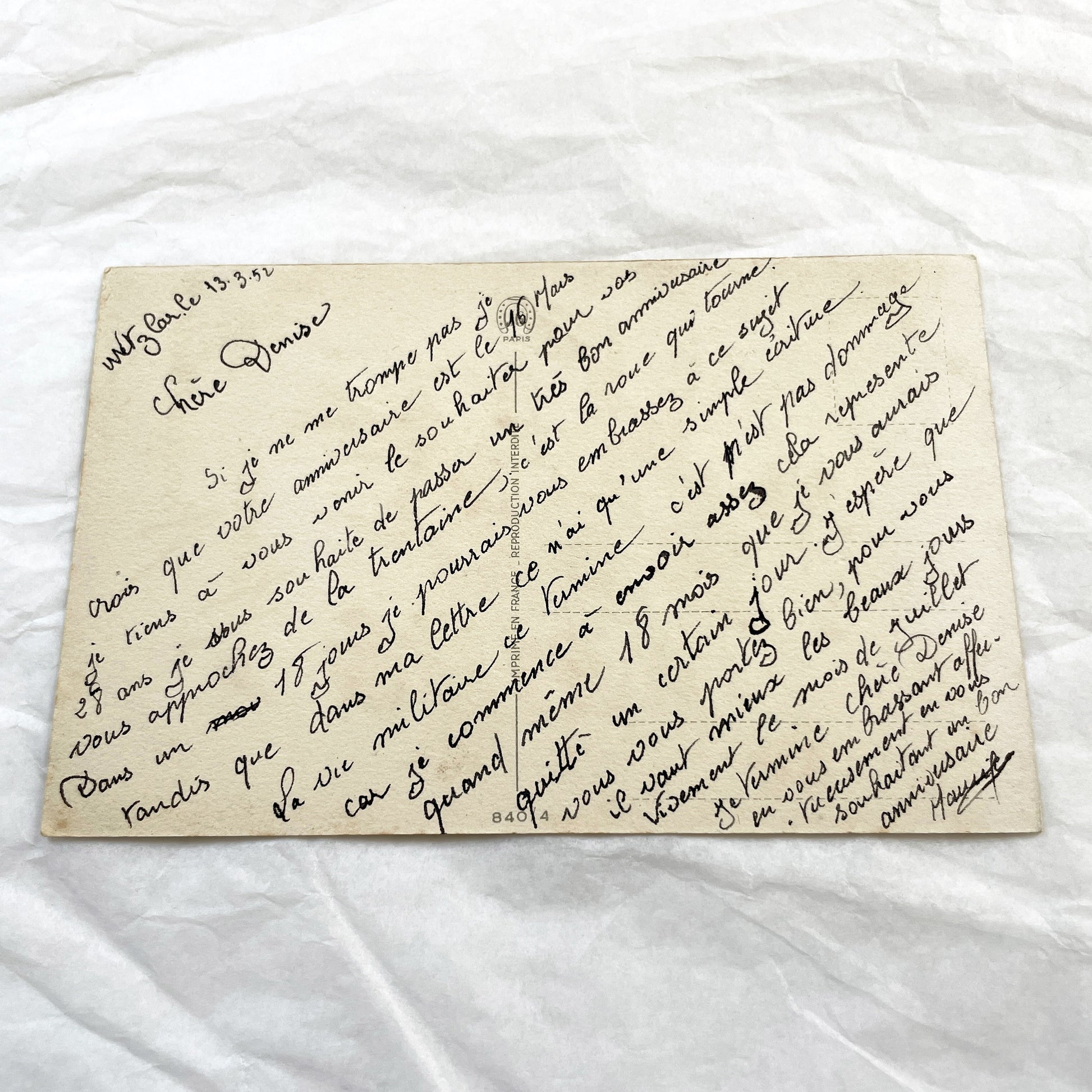 1950s - French Anniversary Postcard - Shimmering Pansy Bouquet - Forget-Me-Nots - Antique Floral Glitter Art - 'Heureux Anniversaire' Card