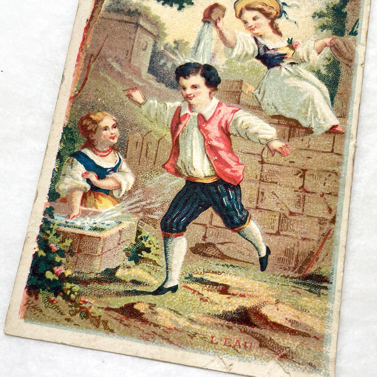 Late 19th - 2 Vintage Trade Cards - French Advertising Ephemera - Water & Earth Allegories - Antique French Collectible