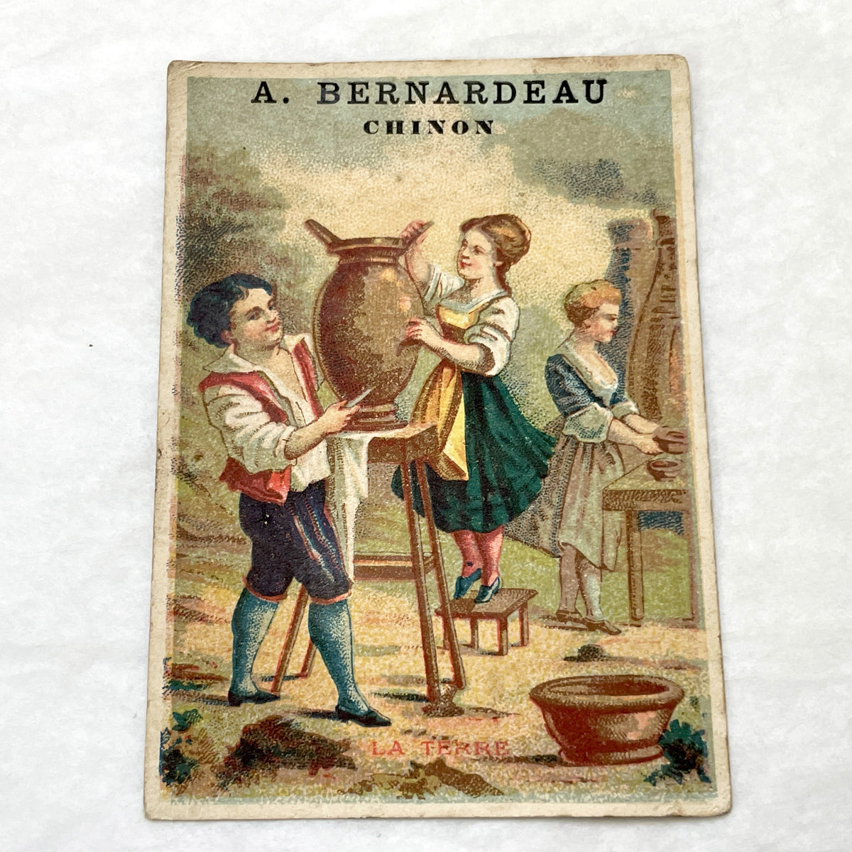 Late 19th - 2 Vintage Trade Cards - French Advertising Ephemera - Water & Earth Allegories - Antique French Collectible