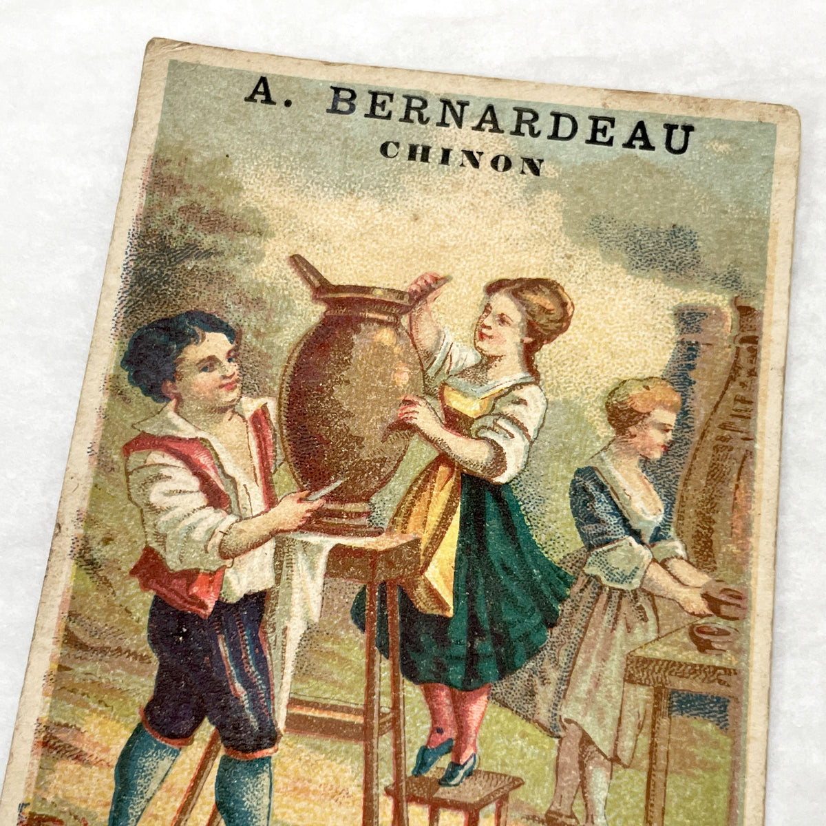 Late 19th - 2 Vintage Trade Cards - French Advertising Ephemera - Water & Earth Allegories - Antique French Collectible