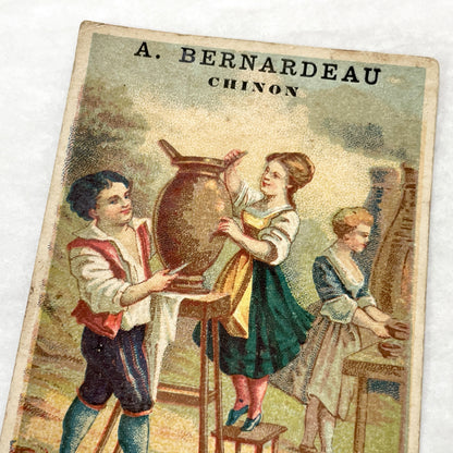 Late 19th - 2 Vintage Trade Cards - French Advertising Ephemera - Water & Earth Allegories - Antique French Collectible