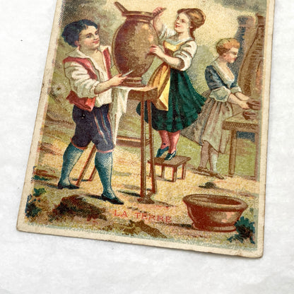 Late 19th - 2 Vintage Trade Cards - French Advertising Ephemera - Water & Earth Allegories - Antique French Collectible