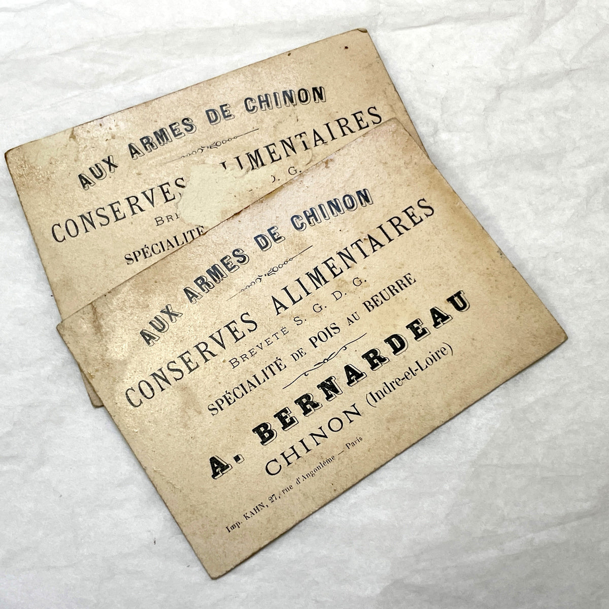 Late 19th - 2 Vintage Trade Cards - French Advertising Ephemera - Water & Earth Allegories - Antique French Collectible