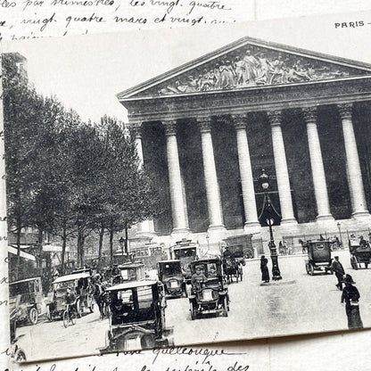 1910s - Paris La Madeleine Vintage Postcard - Busy Street Scene - Early Automobiles - French Architecture - Historic Landmark