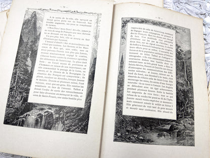 1880s – Set of 16 engraved sheets with ornate borders and French text - Antique illustrated book pages