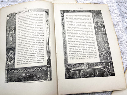 1880s – Set of 16 engraved sheets with ornate borders and French text - Antique illustrated book pages
