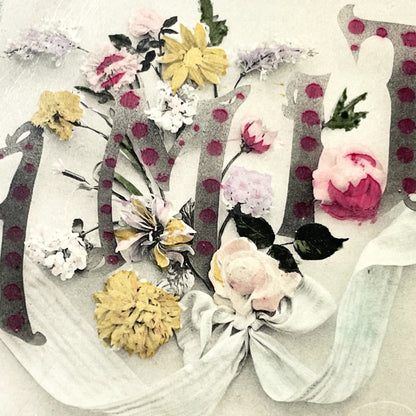 1910s - Antique French Postcard Amitié - Floral Friendship Greeting Card - Vintage Polka Dot Lettering Art Nouveau Ephemera