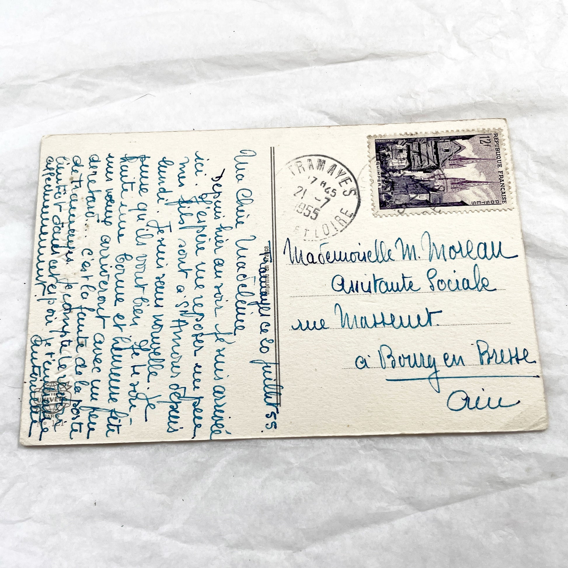 1950s - Vintage French Orchid Postcard - Bonne Fêtes Greeting Card - Botanical Flower Illustration - Antique Ephemera Collectible