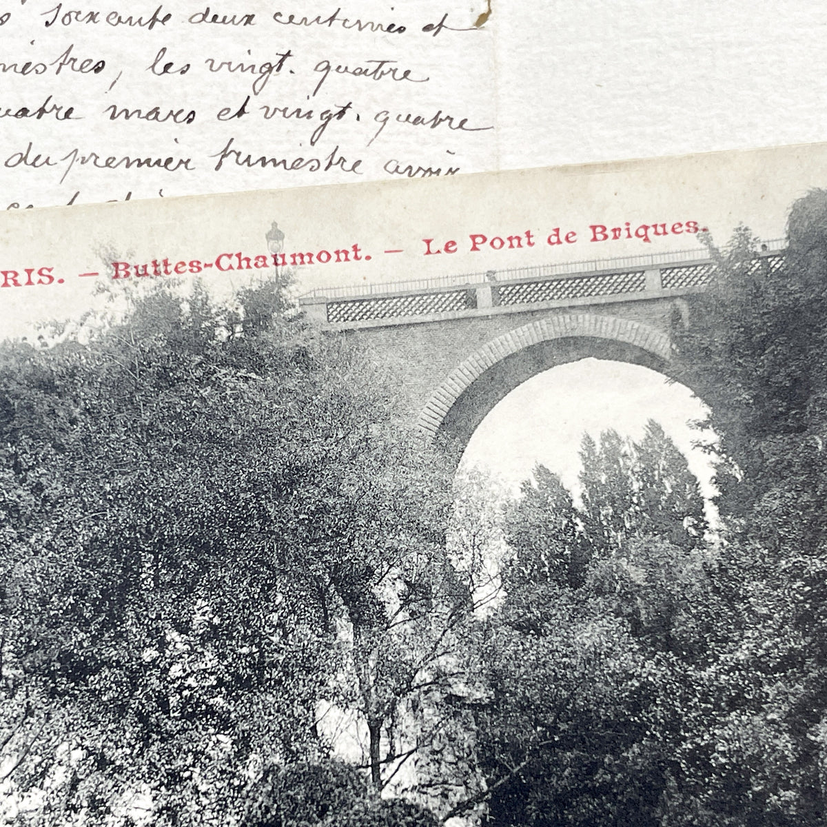 1900s - Vintage Postcard - Paris Buttes-Chaumont Park - Le Pont De Briques - Historic French Architecture - Early 20th Century Scene