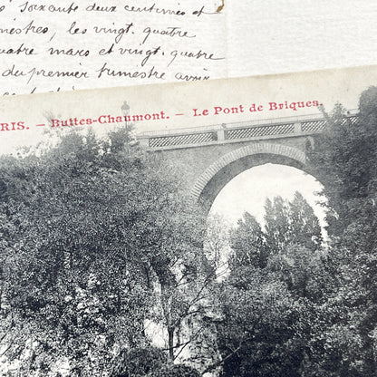 1900s - Vintage Postcard - Paris Buttes-Chaumont Park - Le Pont De Briques - Historic French Architecture - Early 20th Century Scene