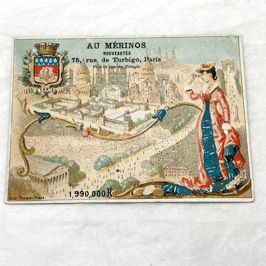 Late 19th - 2 Parisian Advertising Cards - Novelty Store - Fashion - Paris - Christiania - Stockholm - Vintage Ephemera - Collectible Ads