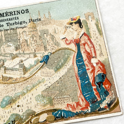Late 19th - 2 Parisian Advertising Cards - Novelty Store - Fashion - Paris - Christiania - Stockholm - Vintage Ephemera - Collectible Ads