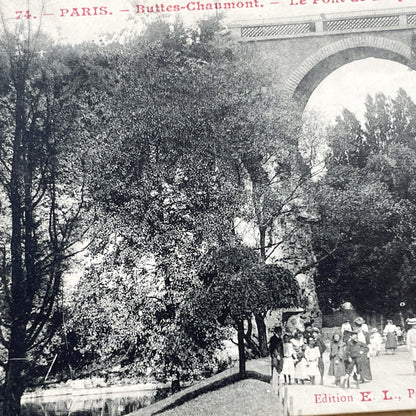 1900s - Vintage Postcard - Paris Buttes-Chaumont Park - Le Pont De Briques - Historic French Architecture - Early 20th Century Scene