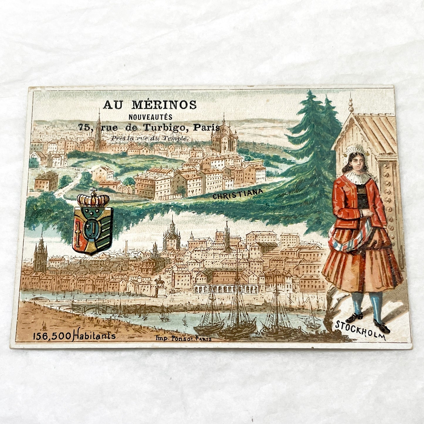 Late 19th - 2 Parisian Advertising Cards - Novelty Store - Fashion - Paris - Christiania - Stockholm - Vintage Ephemera - Collectible Ads