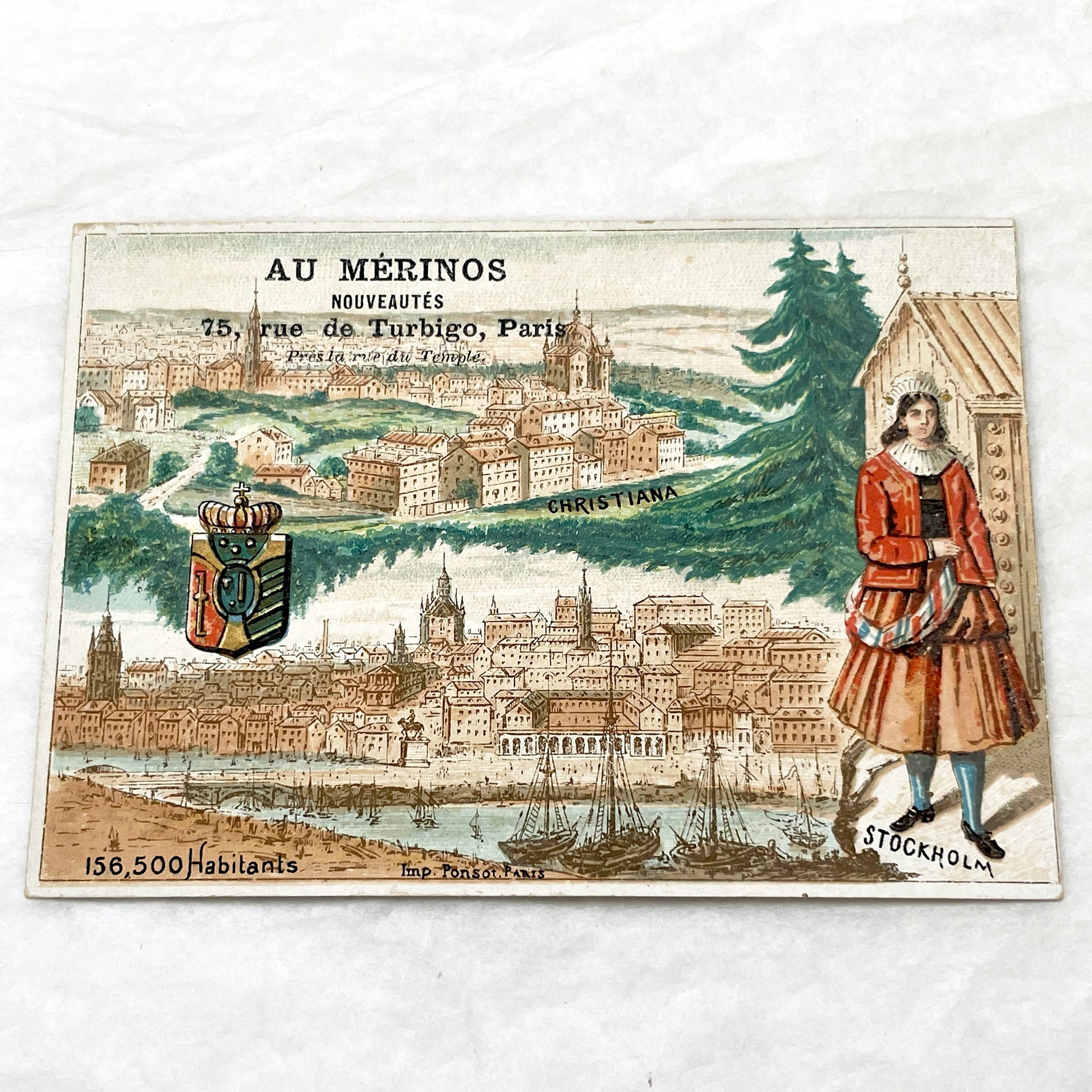 Late 19th - 2 Parisian Advertising Cards - Novelty Store - Fashion - Paris - Christiania - Stockholm - Vintage Ephemera - Collectible Ads