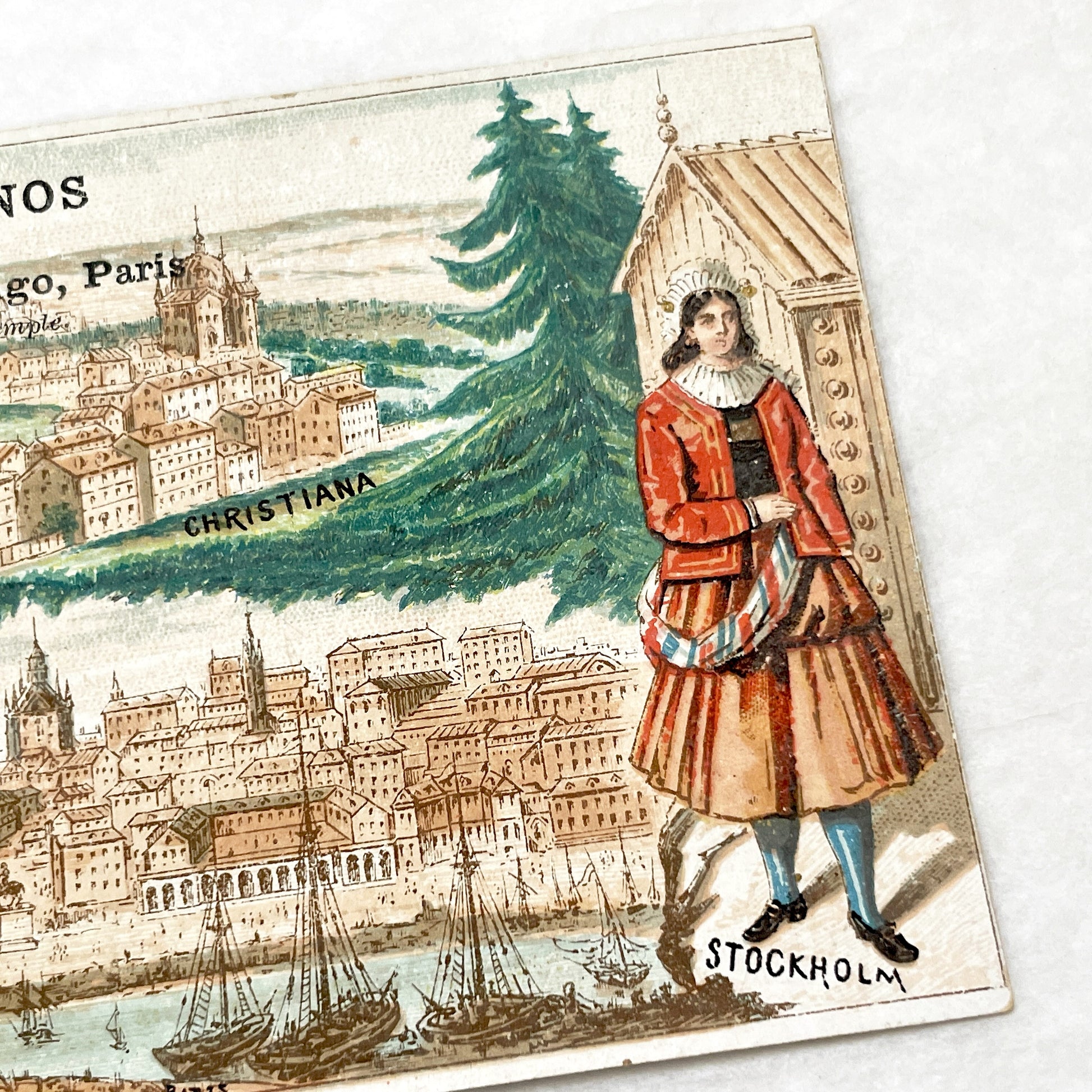 Late 19th - 2 Parisian Advertising Cards - Novelty Store - Fashion - Paris - Christiania - Stockholm - Vintage Ephemera - Collectible Ads